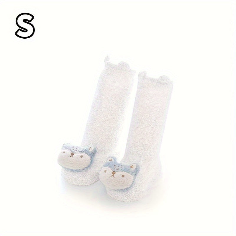 Baby Girl's Non Slip Calf Socks Animal Doll Plush Soft Socks