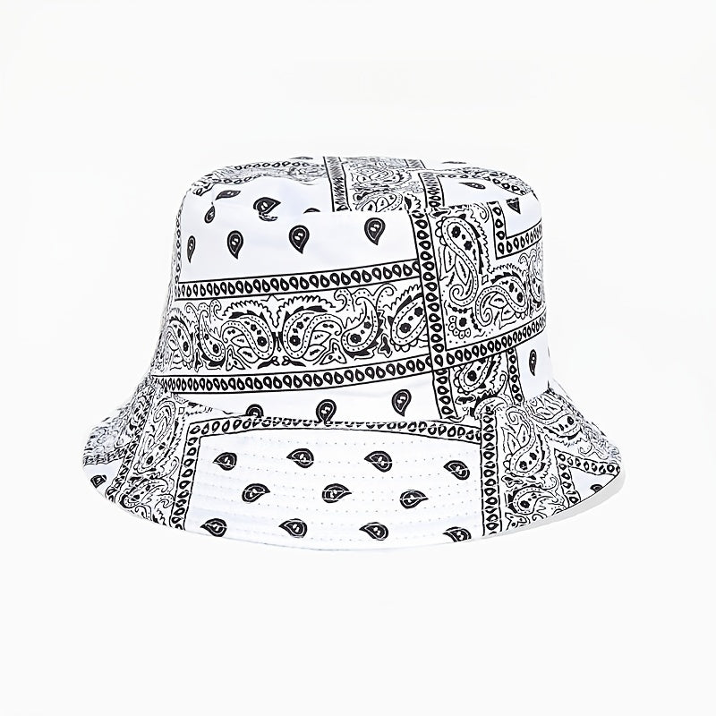 Retro European American Printed Cashew Bucket Hat Outdoor Travel Sun Hat