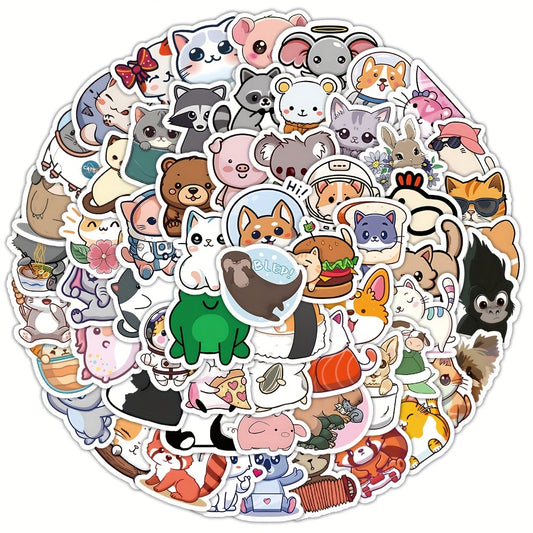 100 Cartoon Animal Stickers Waterproof Self Adhesive Decals