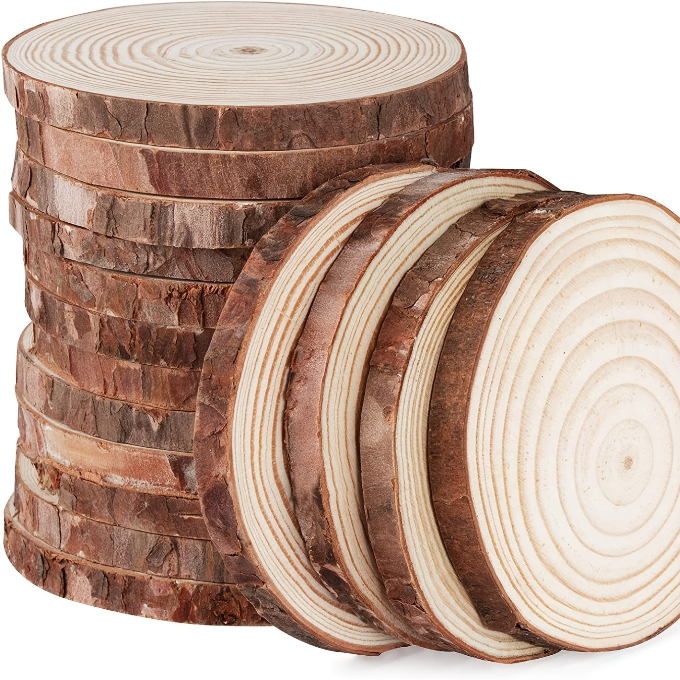 12pcs 3.5-4" Wood Slices Natural Thicken Slab With Bark
