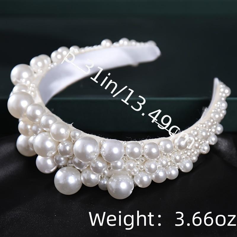 Silvery Faux Pearl Hairband Headband Tiara for Women