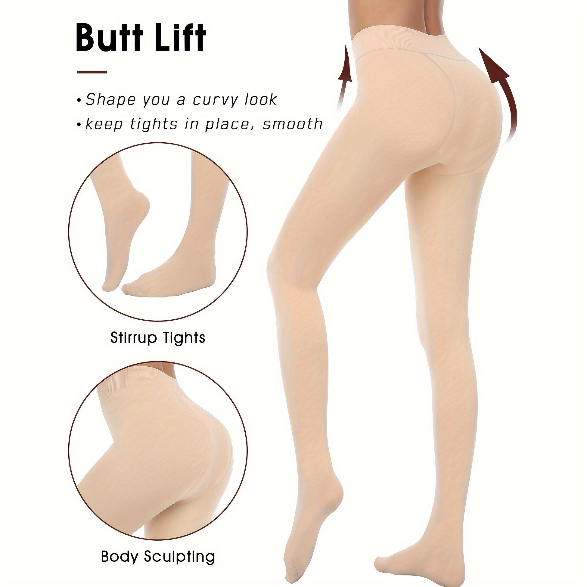 Plush Lined Tights Opaque High Waist Thermal Leggings