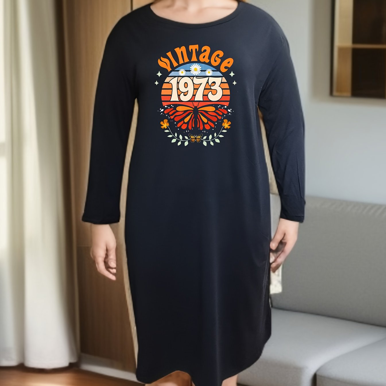 Butterfly & Sunset Graphic Tee Dress