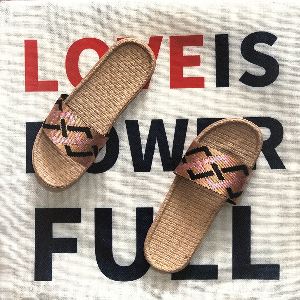 Men's Linen Non Slip Slides Comfortable Quick Drying Slides