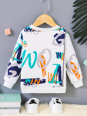 Boys Crew Neck Sweatshirt Alphabet Print