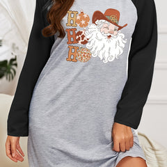 Christmas Nightdress Women's Plus Raglan Sleeve Tee Sleep Dress