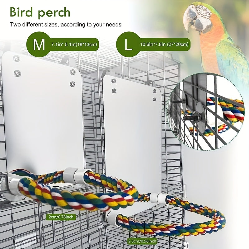 Bird Stand Rope Perch With Mirror Toy For Parrot