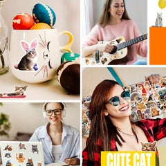 100pcs Cat Stickers Waterproof Vinyl Water Bottle Laptop Phone