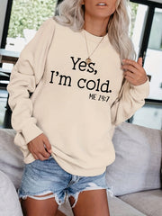 Cold Letter Print Pullover Sweatshirt for Women