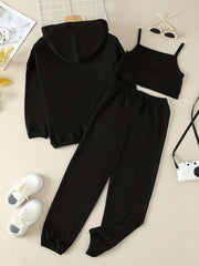 Girls' 3pcs Workout Suit Spring And Autumn