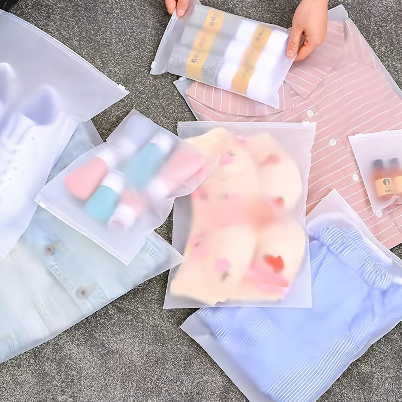7 Pcs Translucent Storage Pouch Bags for Travel