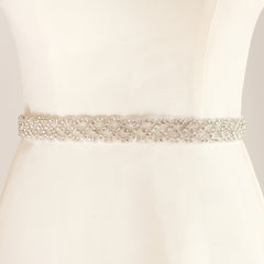 Rhinestone Bridal Belt Crystal Wedding Dress Silver
