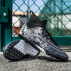 Boy's High Top Turf Football Boots Anti skid Breathable Lace Up TF Soccer Cleats