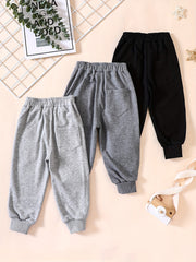 3pcs Boys Letter Print Active Sweatpants Comfortable Jogger Pants