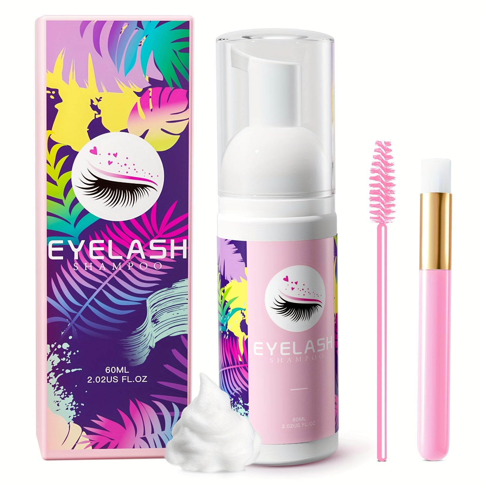 Lash Extension Shampoo & Cleanser Kit + Brush - 60ml