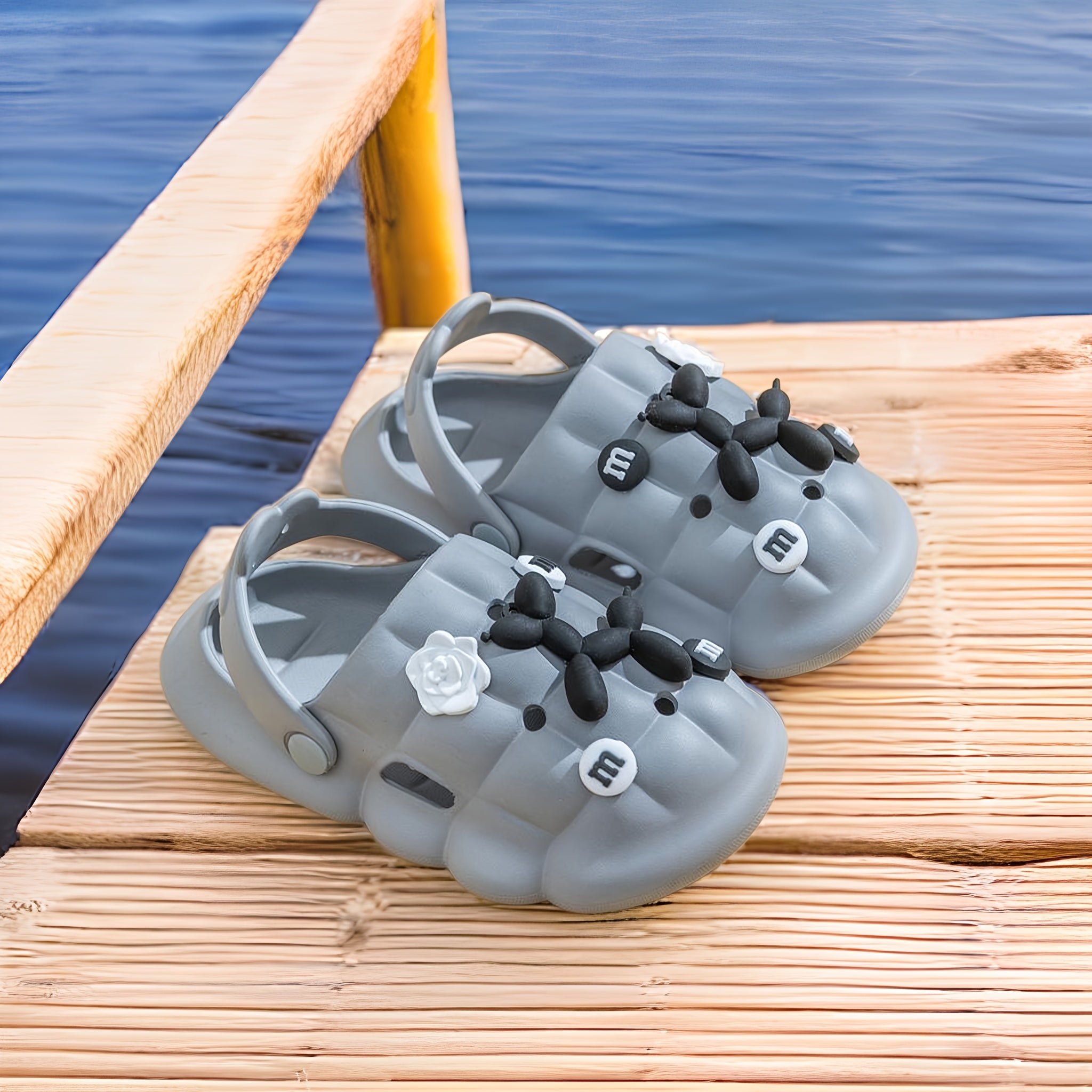Boys Cartoon Charms Slip On Clogs Breathable Slippers