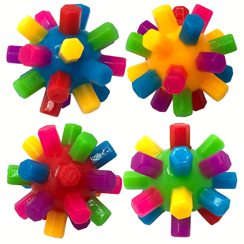 Rainbow Spiky Ball Sensory Puzzle Toy - Fun Elastic Training Ball