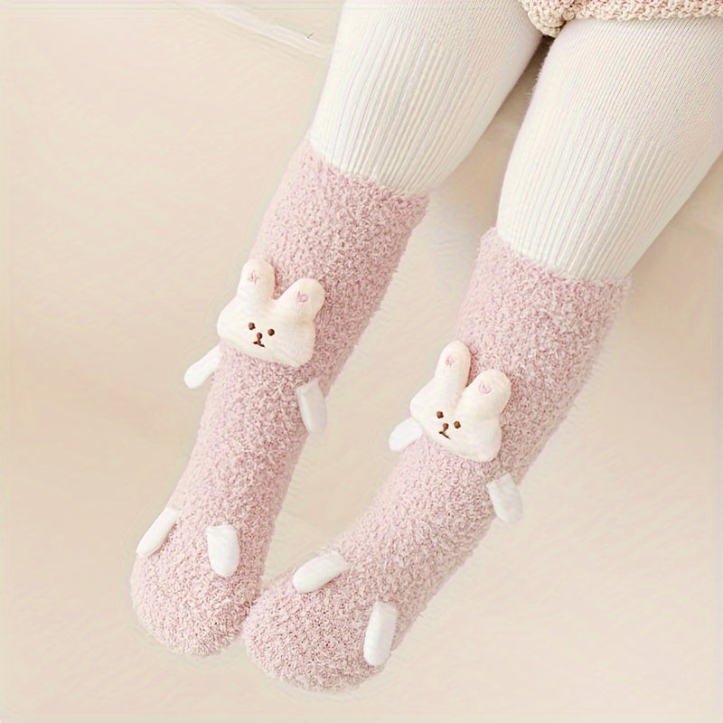 Baby Girl's Non-slip Winter Solid Plush Sleep Socks
