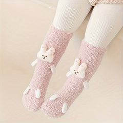 Baby Girl's Non-slip Winter Solid Plush Sleep Socks