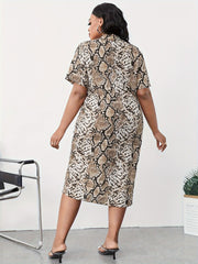 Snakeskin Print Short Sleeve Dress
