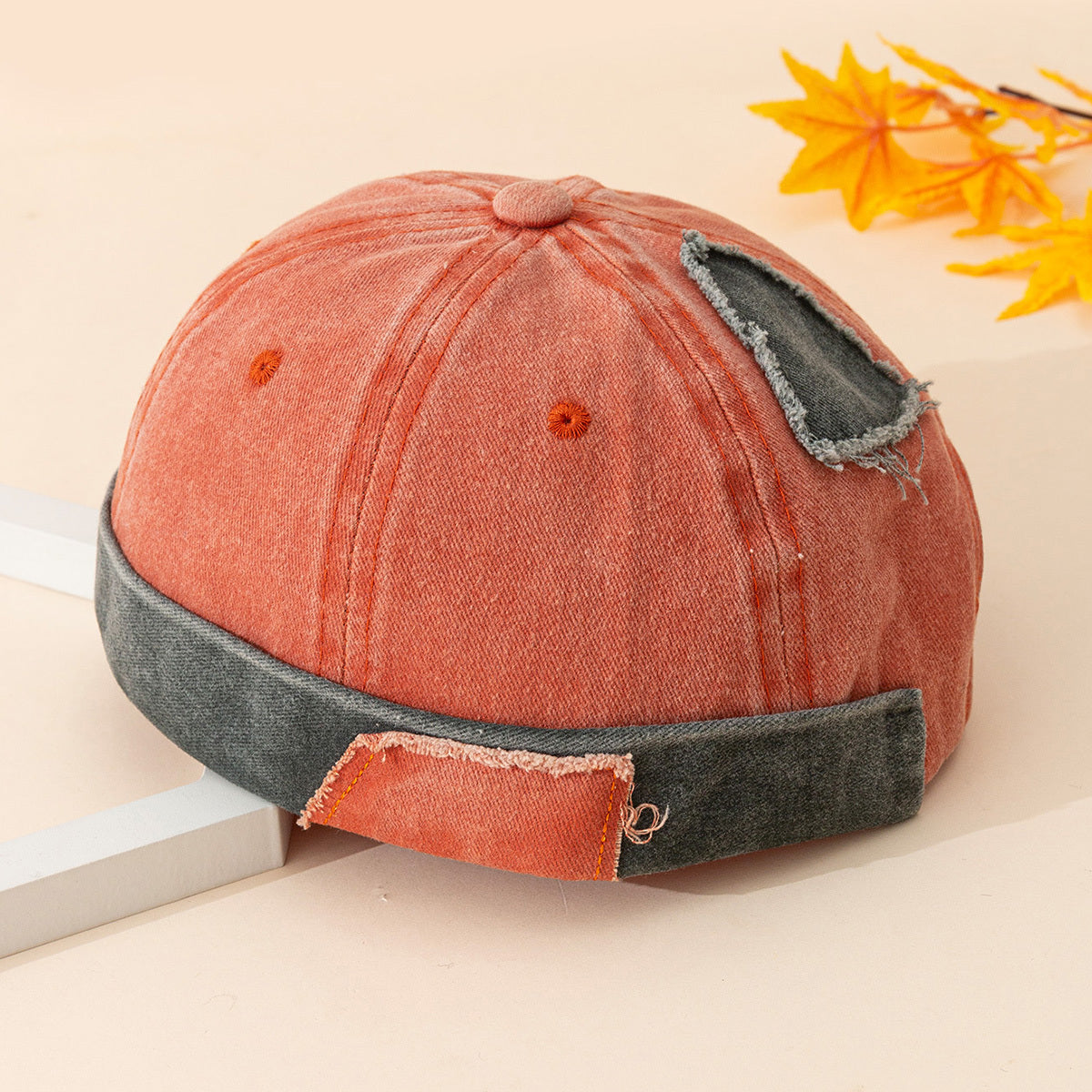 Cotton Sunshade Ripped Distressed Beanie Hat for Men Women