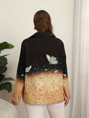Colorblock Butterfly Print Blouse