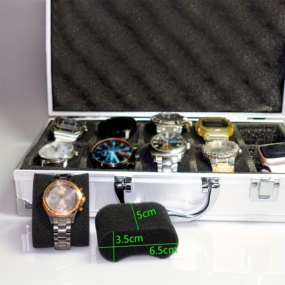10 18 Slot Aluminum Watch Storage Box Men Collector Portable Display