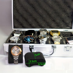 10 18 Slot Aluminum Watch Storage Box Men Collector Portable Display