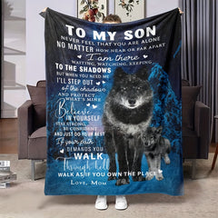 Wolf Pattern Blanket Soft Flannel Home Outdoor Camping Gift Mom Son