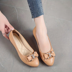 Women's Rhinestone Wedge Heeled Slip-On Shoes with Bow Tie