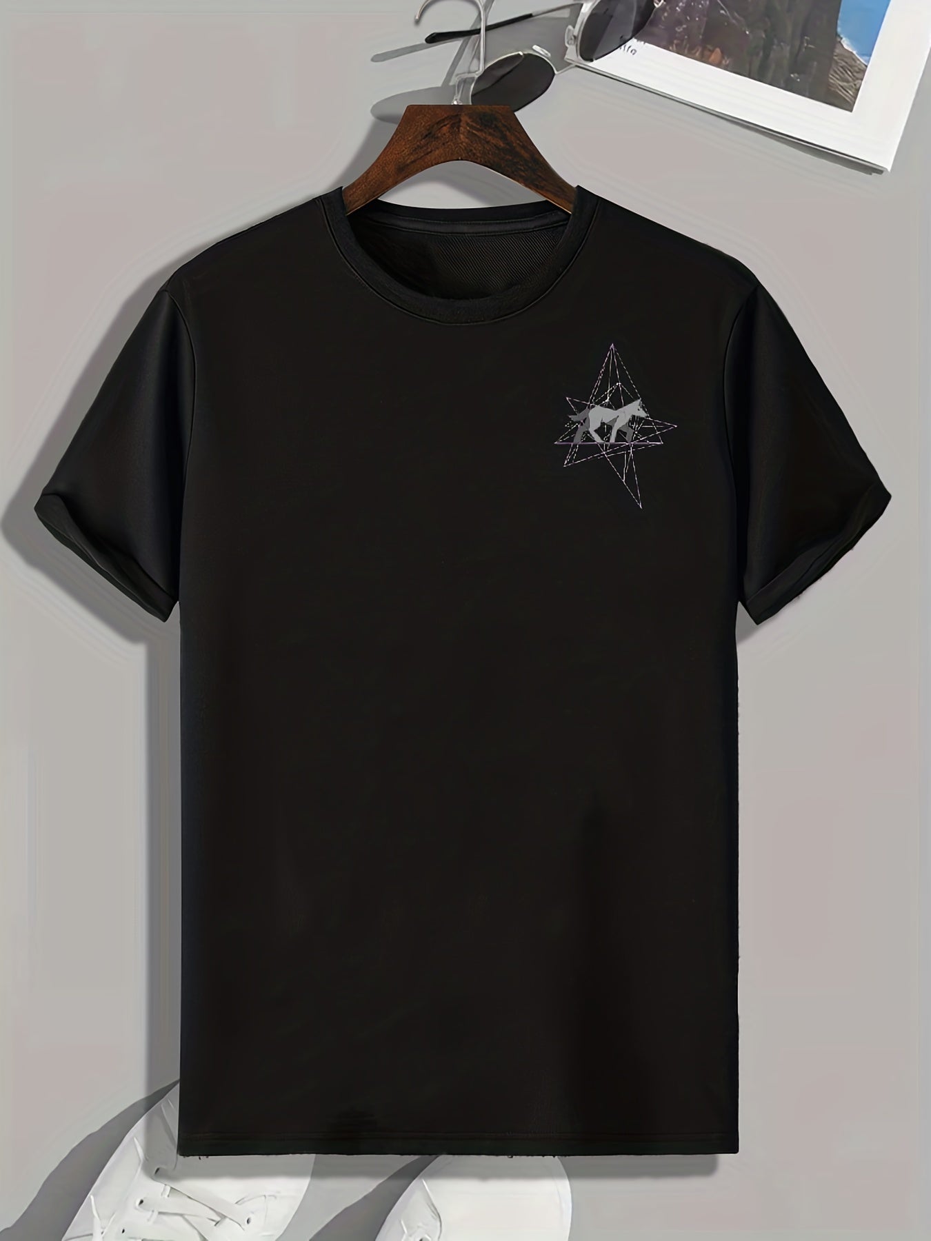 Men's Animal & Geometric Print Comfy T-shirt for Outdoor Summer