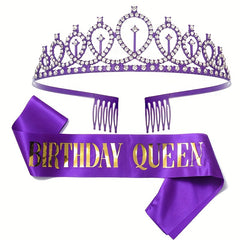 Birthday Crown Headwear Set with Party Shoulder Belt