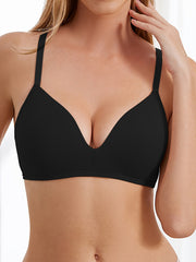 3pcs Solid T Shirt Bras Comfy & Breathable Push Up Bra Women's Lingerie