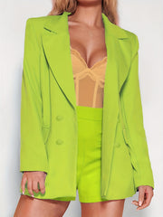 Double Breasted Lapel Blazer Casual Long Sleeve Outerwear