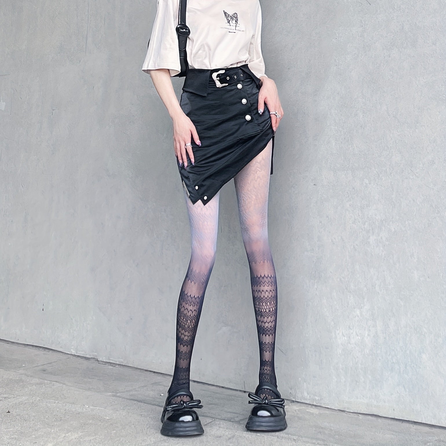 Ombre Jacquard Tights High Waist Mesh Pantyhose