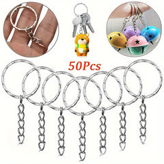 50pcs Metal Blank Keyring Split Rings Keyfob Key Rings Lobster Clasp Keychains