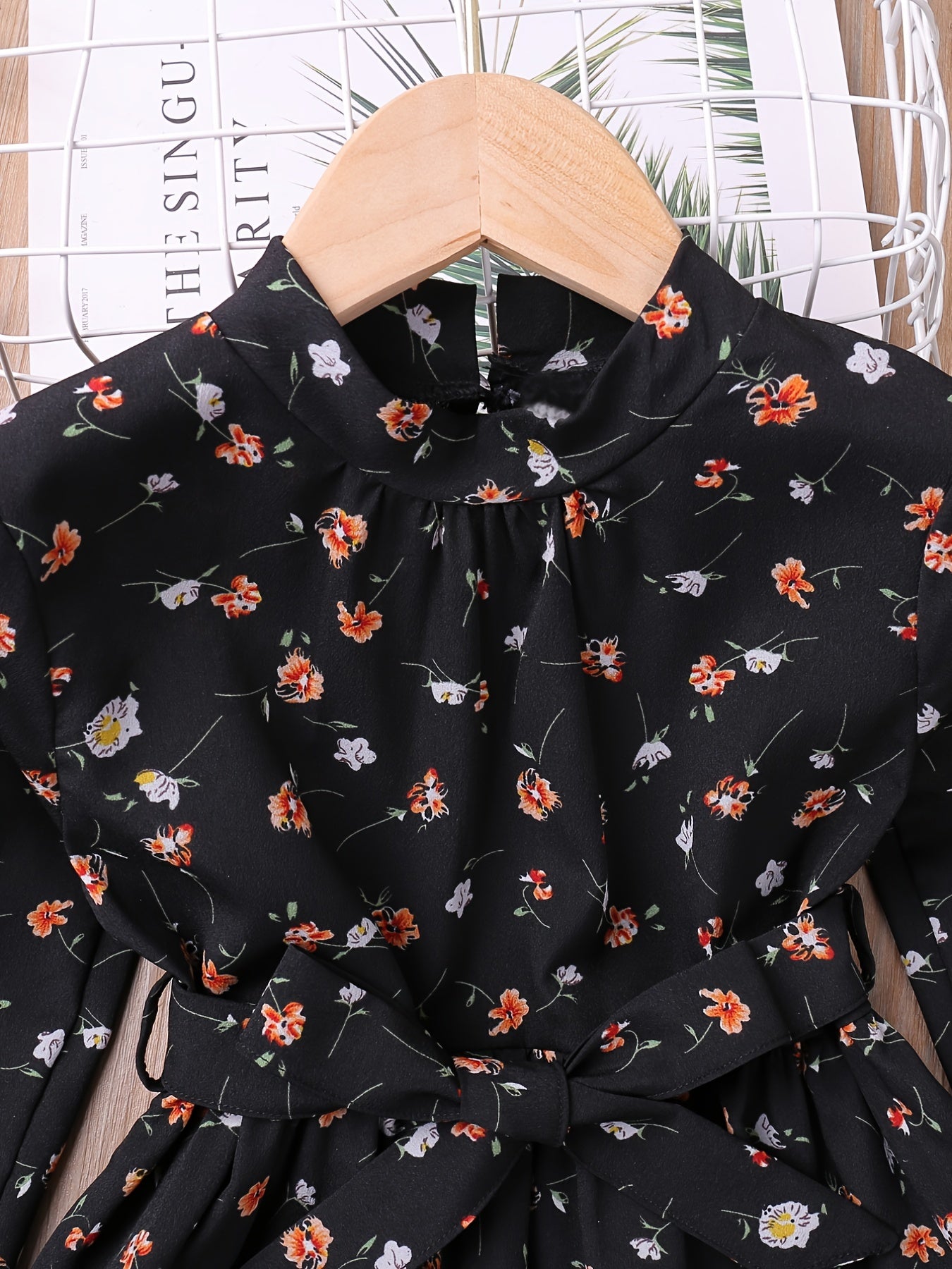 Floral Print Long Sleeve Dress for Girls