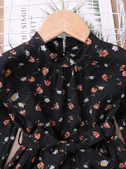 Floral Print Long Sleeve Dress for Girls