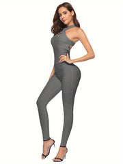 Backless Yoga Bodysuit Criss Cross Sports Jumpsuit Women's Activewear