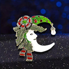Romantic Flower Moon Brooch for Women Men Unisex Beauty Luxurty Moon Pin
