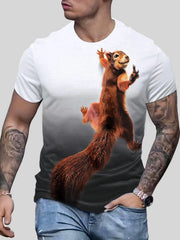 Squirrel Print Men's Tee for Summer