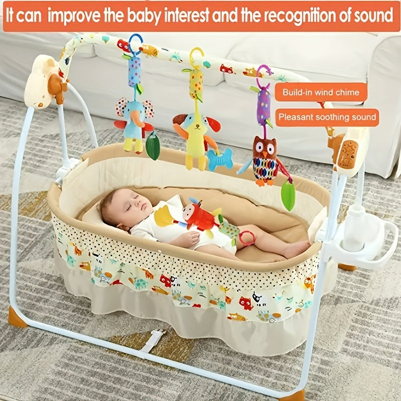 Baby Stroller Pendant Plush Soothing Toy Chime Teether Animal Wind