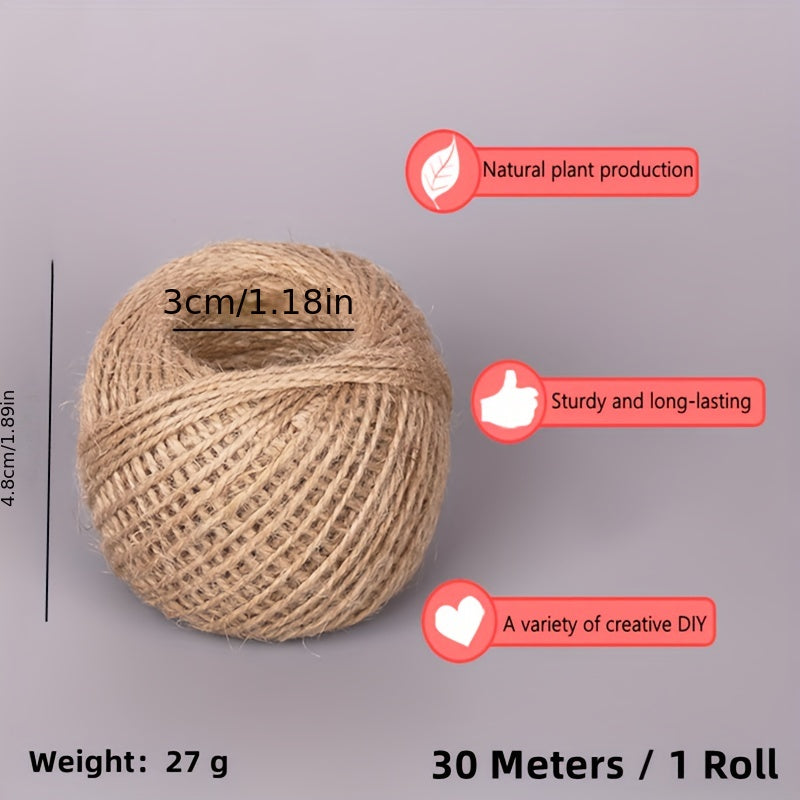 30m 2mm Vintage Jute Rope Photo Wall Christmas DIY Clothes Accessories Flower