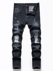 Boys Ripped Distressed Stretch Jeans Skinny Slim Fit Washed Denim Pants