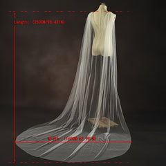 Royal Court Style Bridal Veil with Train Sheer Tulle Wedding Accessory