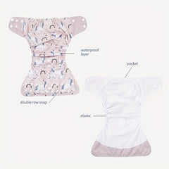 3pcs Eco-friendly Washable Baby Cloth Diaper Set with Inserts