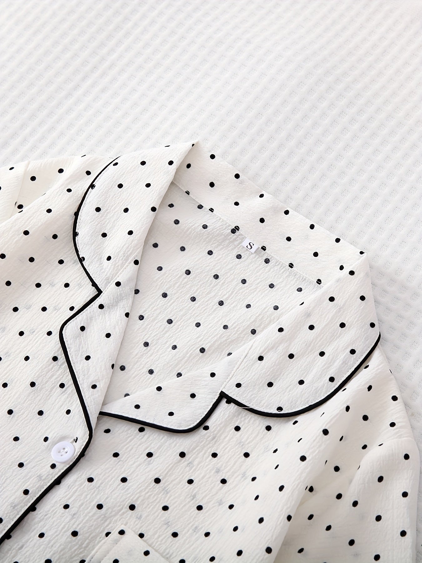 Polka Dot Pajama Set Short Sleeve Lapel Buttons Top & Shorts Women's Sleepwear