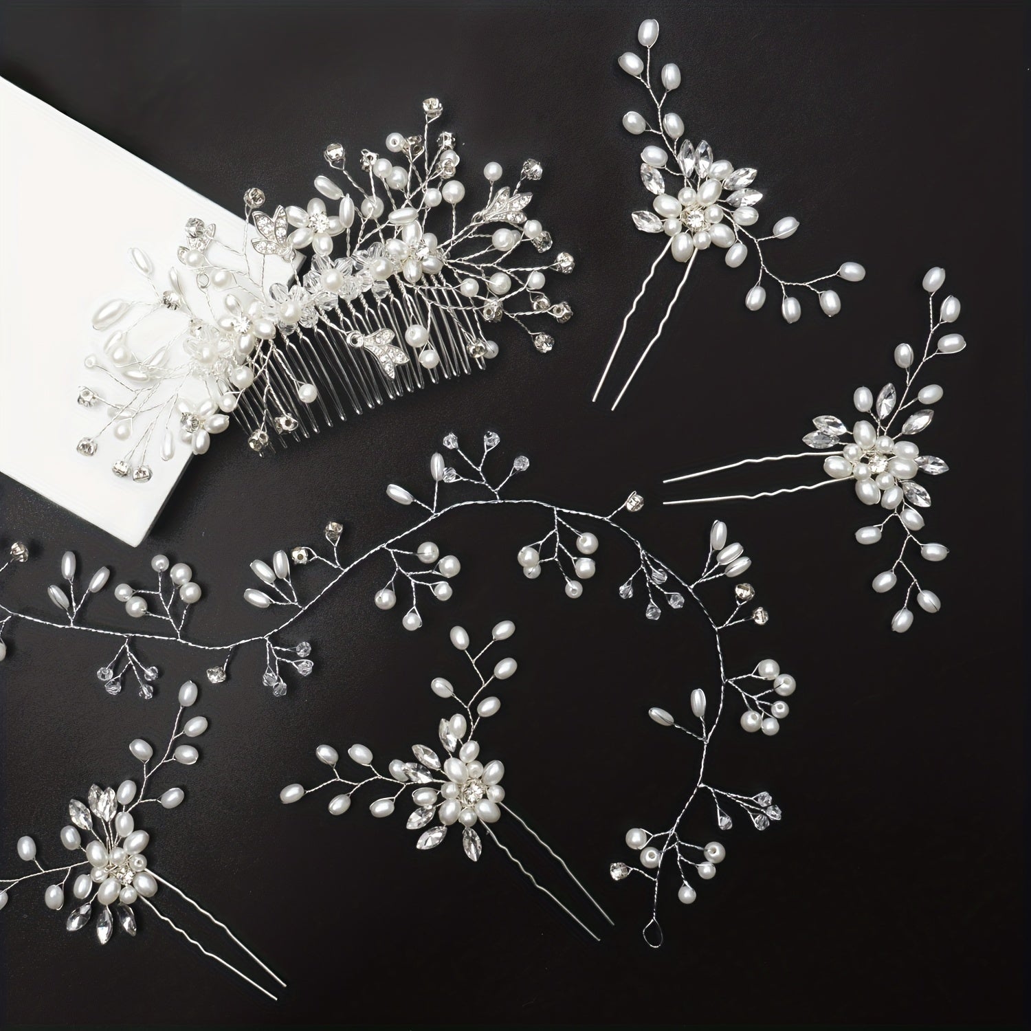 6pcs Faux Pearl Hair Pin Bridal Wedding Accessories Set