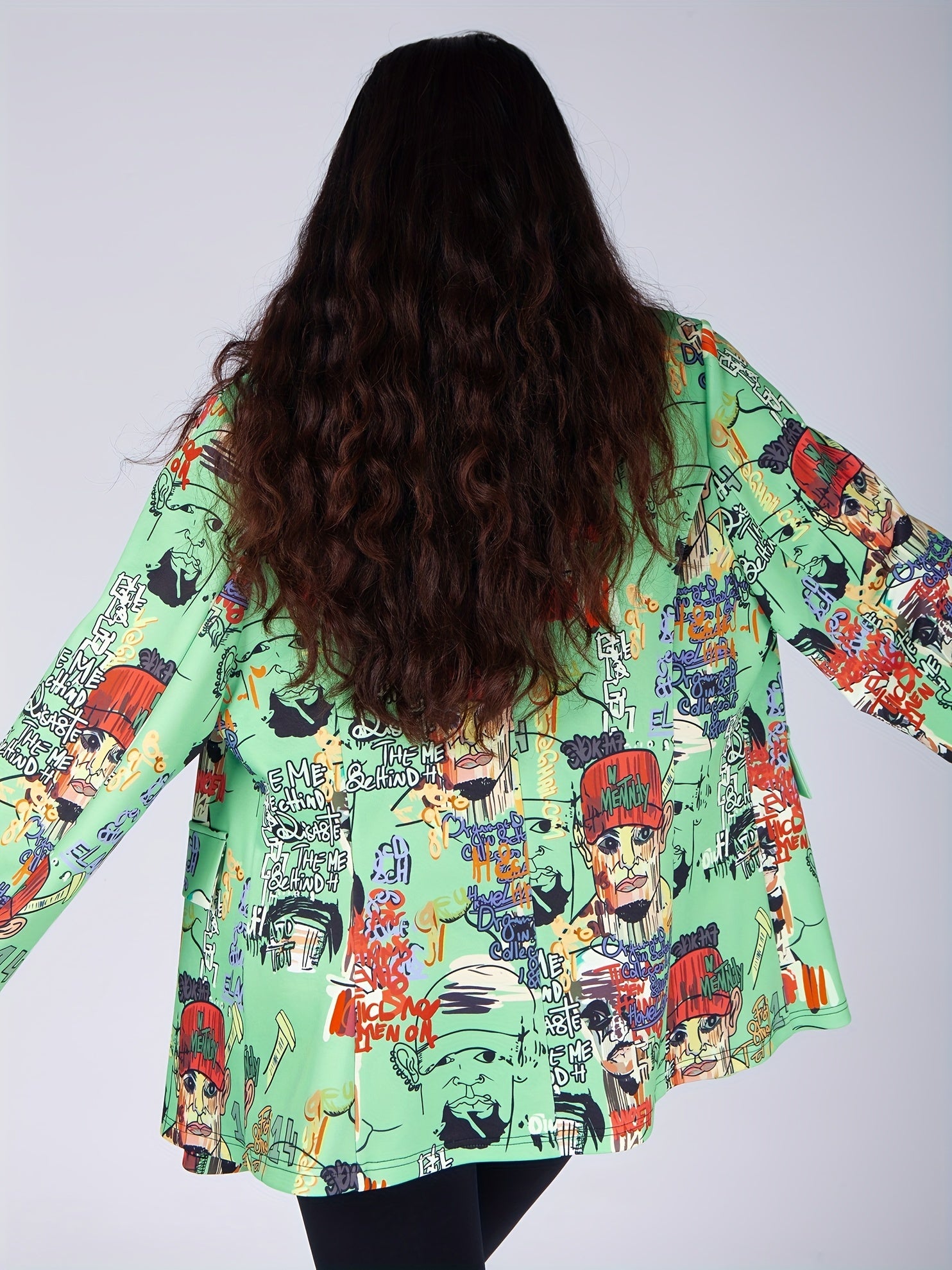 Graffiti Print Double Breast Blazer