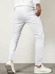 Men's Slim Fit Ripped Jeans Casual Street Style Denim Pants
